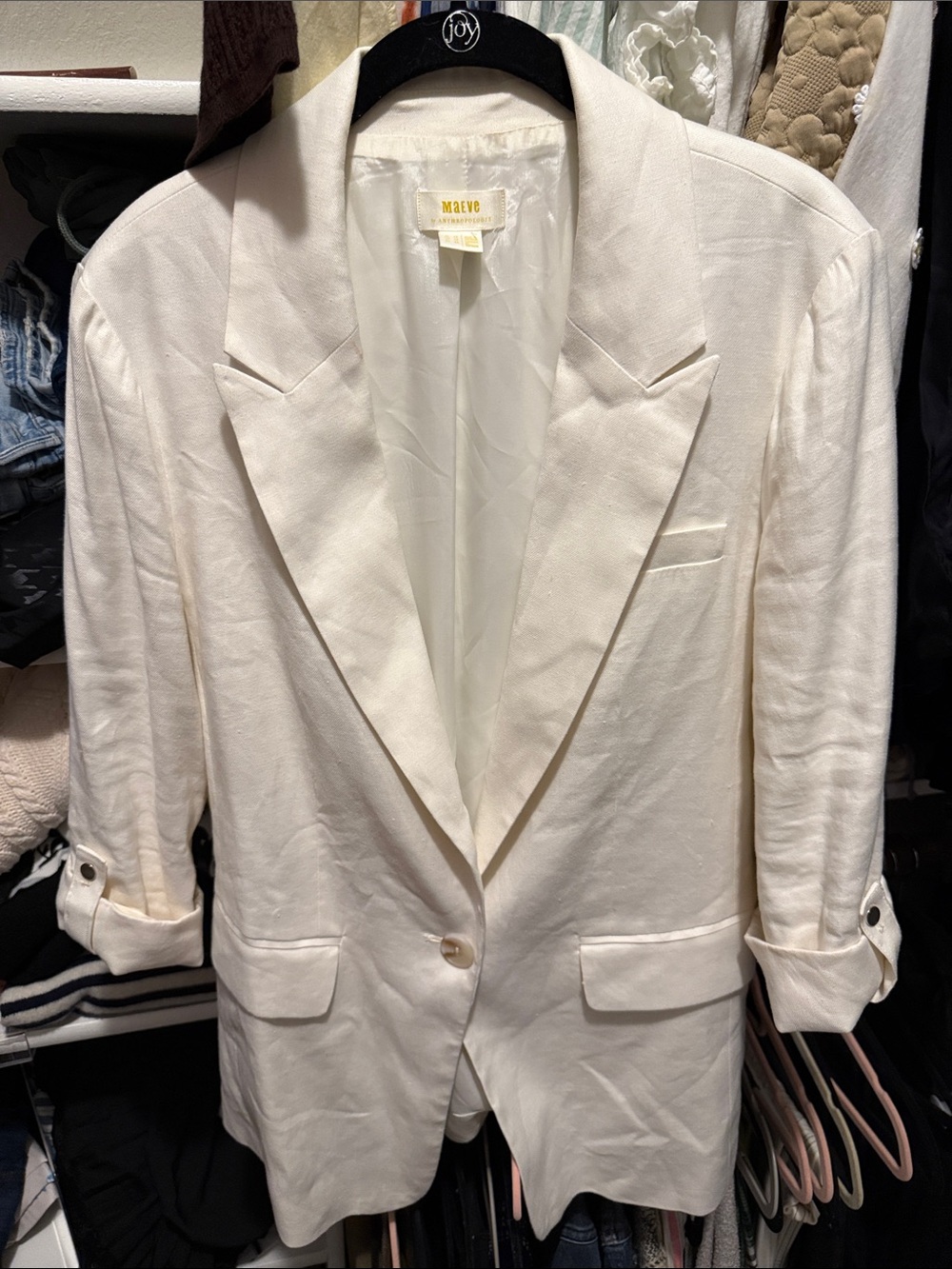 Maeve Cream Tailored Single-Button Blazer